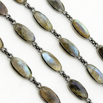 Load image into Gallery viewer, Labradorite Oval Shape Bezel Oxidized Wire Chain.