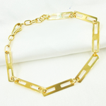 Load image into Gallery viewer, 14k Solid Yellow Gold Mirror Flat Rectangle Link Bracelet
