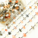 Load image into Gallery viewer, Multi Moonstone Oxidized Wire Chain