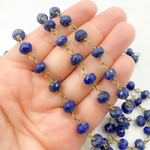 Load image into Gallery viewer, Lapis Lazuli Gold Plated Wire Chain.