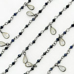 Load image into Gallery viewer, Coated Blue Silverite & CZ Dangle Oxidized Wire Chain.