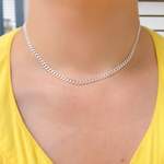 Load image into Gallery viewer, Sterling Silver Curb Monaco Necklace