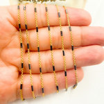 Load image into Gallery viewer, Gold Plated Sterling Silver Satellite Black Rhodium Tube Chain