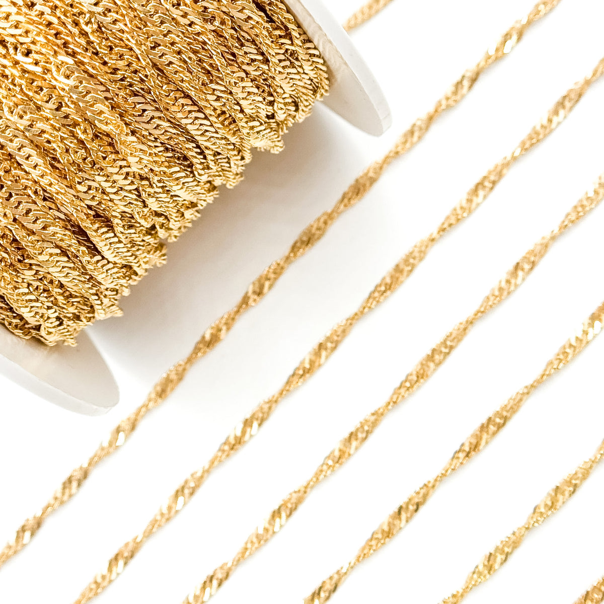 V318GF. 14K Gold Filled Twisted Singapore Unfinished Chain
