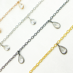 Load image into Gallery viewer, Cubic Zirconia Pear Shape Dangle Chain