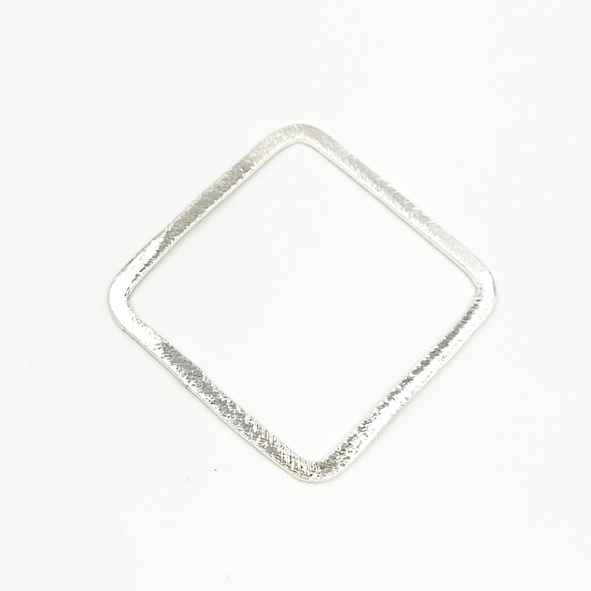 White Sterling Silver Brushed Square Connector