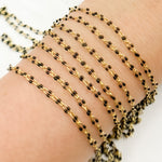 Load image into Gallery viewer, Gold Plated Enamel Sterling Silver Black Enamel Chain