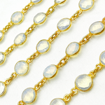 Load image into Gallery viewer, Opalite Round Shape Bezel Gold Plated Wire Chain.