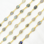 Load image into Gallery viewer, Labradorite Pear Shape Bezel Chain.