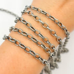 Load image into Gallery viewer, V25OX. Oxidized Sterling Silver Textured Oval Chain
