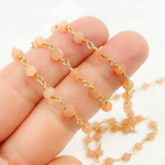 Load image into Gallery viewer, Peach Moonstone Gold Plated Wire Chain