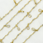Load image into Gallery viewer, Labradorite & CZ Dangle Gold Plated Wire Chain.
