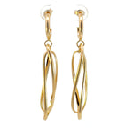 Load image into Gallery viewer, 15850005068. 14K Solid Gold Twist Double Oval Hollow Dangle Earrings