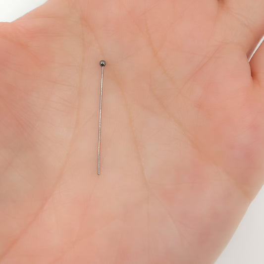 24 Gauge Black Rhodium Sterling Silver Ball 2 Inch Headpin