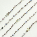 Load image into Gallery viewer, Coated Blue Quartz & Round CZ Wire Wrap Chain