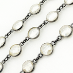Load image into Gallery viewer, Crystal Round Shape Bezel Oxidized Wire Chain