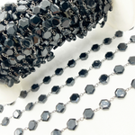 Load image into Gallery viewer, Black Spinel Hexagon Shape Oxidized Wire Chain