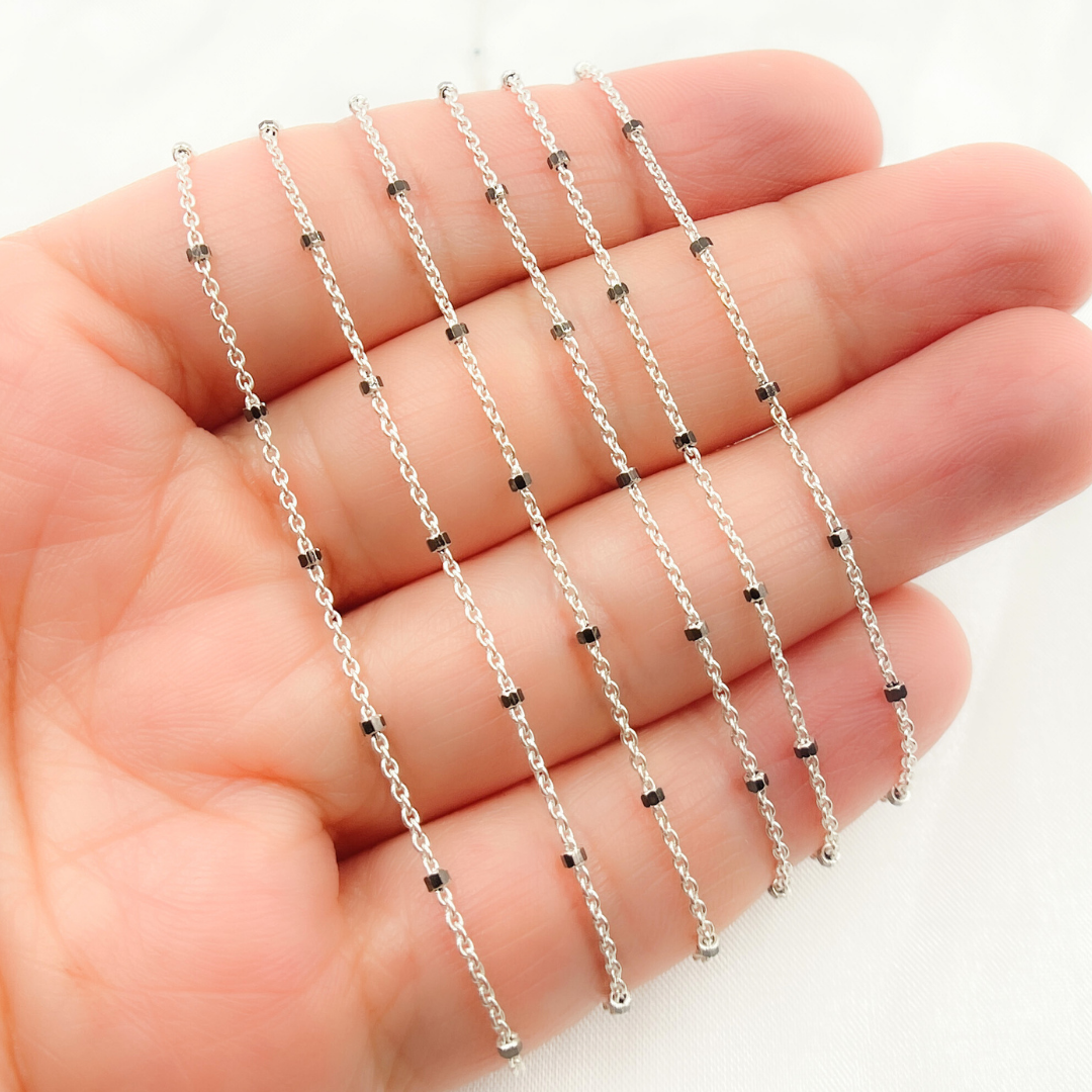 terling Silver Satellite Black Cube Chain