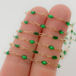 Load image into Gallery viewer, Gold Filled Green Color Enamel Cable Chain