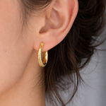 Load image into Gallery viewer, GER61. 14K Hollow Gold Diamond Cut Hoop Earrings
