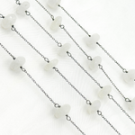 Load image into Gallery viewer, White Moonstone Oxidized Connected Wire Chain.