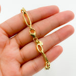 Load image into Gallery viewer, TRE001Bracelet. 4k Solid Yellow Gold Hollow Long and Short Link Bracelet