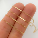 Load image into Gallery viewer, 14K Solid Gold Cable and Bars Chain