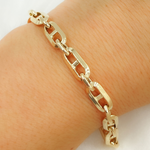 Load image into Gallery viewer, 14K Yellow Hollow Gold Diamond Cut Marina Link Bracelet
