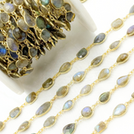 Load image into Gallery viewer, Labradorite Pear and Circle Shape Bezel Chain.