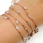 Load image into Gallery viewer, Cubic Zirconia Marquise Shape Dangle & Connected Wire Chain.
