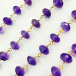 Load image into Gallery viewer, Amethyst Gold Plated Wire Chain. AME1
