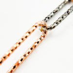 Load image into Gallery viewer, Sterling Silver Diamond Cut Long Rose Gold Plated & Short Black Rhodium Paperclip Chain