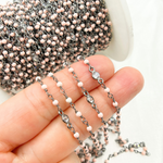 Load image into Gallery viewer, Coral & Round CZ Wire Wrap Chain