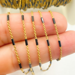 Load image into Gallery viewer, Gold Plated Sterling Silver Satellite Black Rhodium Tube Chain