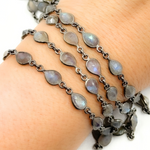 Load image into Gallery viewer, Labradorite Cut Pear Shape Bezel Oxidized Wire Chain