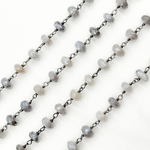 Load image into Gallery viewer, Coated Moonstone Oxidized Wire Chain.