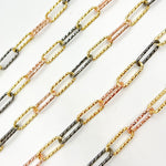 Load image into Gallery viewer, Sterling Silver Gold Plated, Black Rhodium & Rose Plated Paperclip Diamond Cut Link Chain
