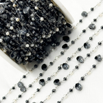 Load image into Gallery viewer, Black Spinel & Pearl Oxidized Wire Chain.