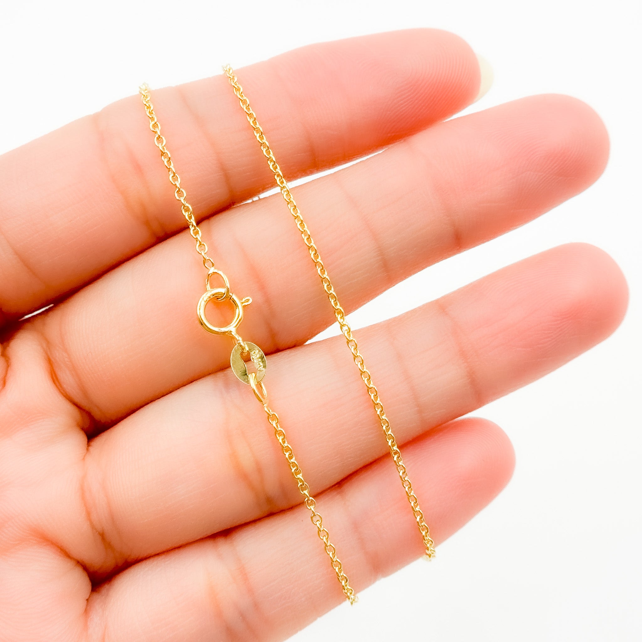 18K Solid Yellow Gold Cable Link Chain