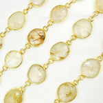 Load image into Gallery viewer, Golden Rutile Organic Shape Bezel Gold Plated Wire Chain