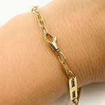 Load image into Gallery viewer, 14k Solid Yellow Gold Mirror Flat Rectangle Link Bracelet