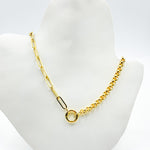 Load image into Gallery viewer, TRE007. 14K Solid Gold Hollow Paperclip and Rolo Fancy Necklace