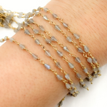Load image into Gallery viewer, Labradorite Gold Plated Wire Chain.