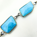 Load image into Gallery viewer, Turquoise Rectangle Shape Bezel Oxidized 925 Sterling Silver Wire Chain.