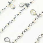 Load image into Gallery viewer, Pearl & CZ Dangle Oxidized Wire Chain
