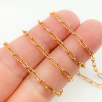 Load image into Gallery viewer, 925 Sterling Silver Gold Plated Smooth & White Silver Side Paperclip Chain.