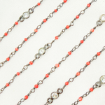 Load image into Gallery viewer, Coral with CZ Oxidized Wire Chain.