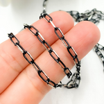 Load image into Gallery viewer, Two Tone Black Rhodium and Sterling Silver Paperclip Link Chain