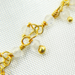 Load image into Gallery viewer, White Moonstone Cluster Dangle Gold Plated Wire Chain.