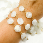 Load image into Gallery viewer, Coin Shape Moonstone Gold Plated Wire Chain. MS50